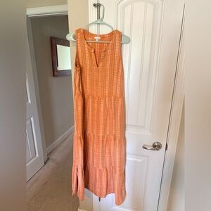 J Jill Lightweight Orange Sleeveless Maxi Dress